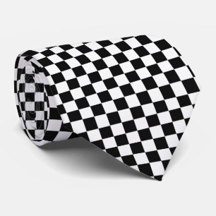 Black And White Classic Chequerboard by STaylor Tie