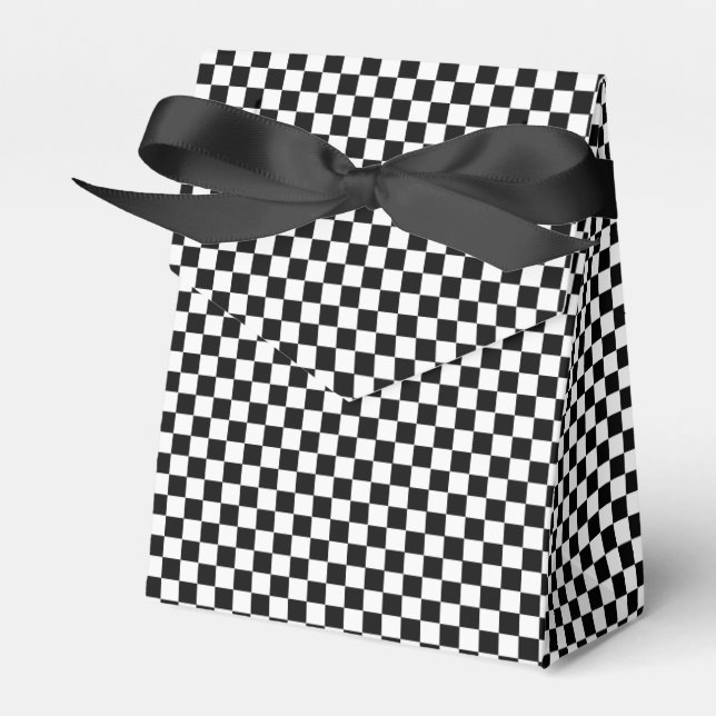 Black And White Classic Chequerboard Favour Box (Front Side)