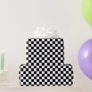 Black And White Classic Chequerboard Wrapping Paper
