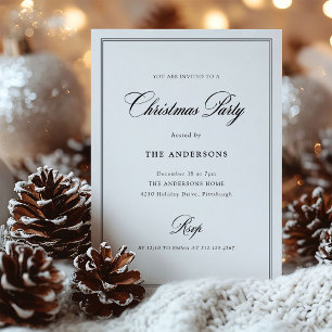 Black and White Classic Elegance Christmas Party Invitation