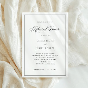 Black and White Classic Elegance Rehearsal Dinner Invitation