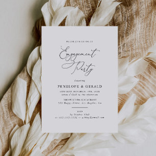 Black And White Classic Elegant Engagement Party  Invitation