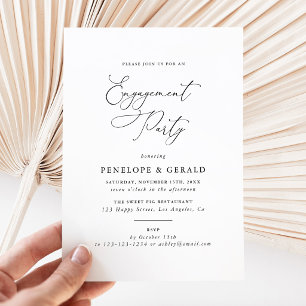 Black And White Classic Elegant Engagement Party Invitation