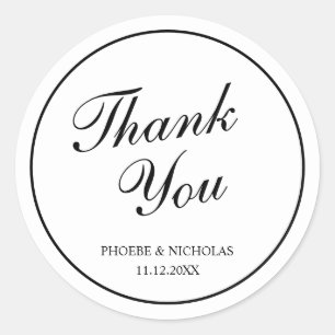 Black and White Classic Elegant Wedding Round Sticker