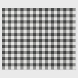 Black and White Classic Gingham Christmas Plaid Wrapping Paper