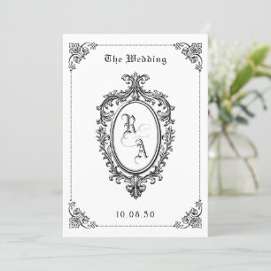 Black and white Classic gothic wedding  invitation