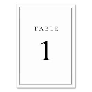 Black and White Classic Minimalist Table Number