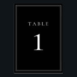 Black and White Classic Minimalist Table Number<br><div class="desc">Black and White table number/table card. Fully customisable table numbers.</div>