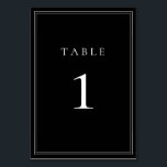 Black and White Classic Minimalist Table Number<br><div class="desc">Black and White table number/table card. Fully customisable table numbers.</div>