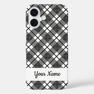 Black and White Classic Plaid Pattern Editable iPhone 16 Case