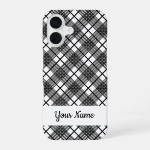 Black and White Classic Plaid Pattern Editable iPhone 16 Case