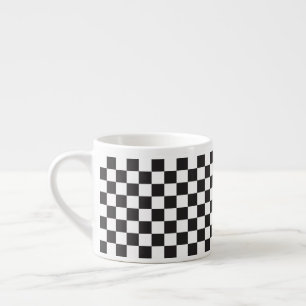 Black And White Classic Retro Chequered Pattern Espresso Cup