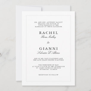 Black and White Classic Simple Elegant Wedding Invitation