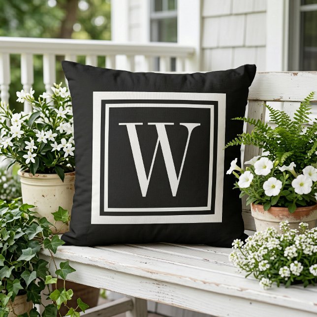 Black and White Classic Square Monogram Cushion (Creator Uploaded)