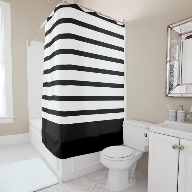 Black and white classic stripes shower curtain (Creator Uploaded)