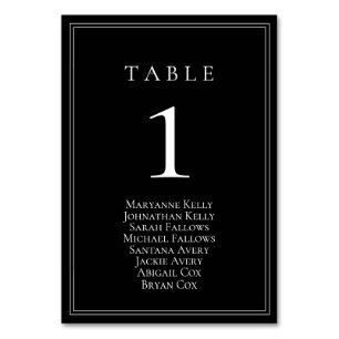 Black and White Classic Table Number Seating Chart