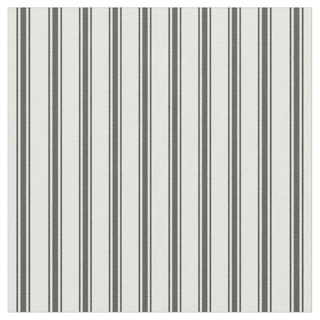 Black and White Classic Ticking Stripes Fabric (Close Up)