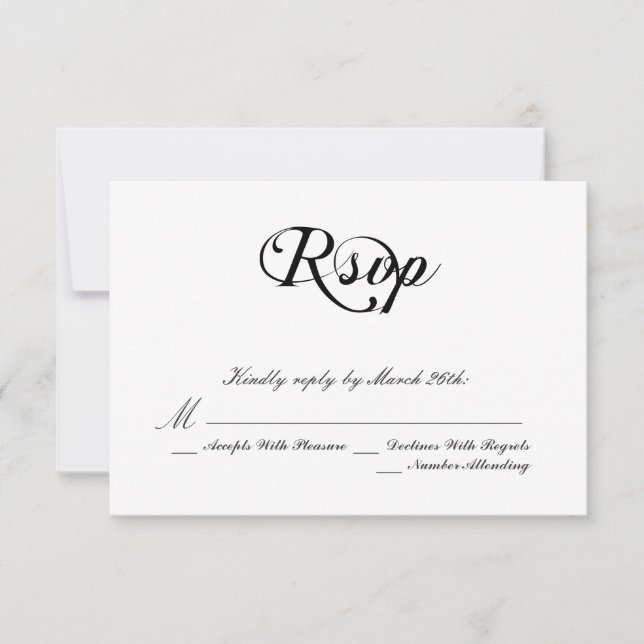 Black and White Classic Wedding RSVP Card (Front)