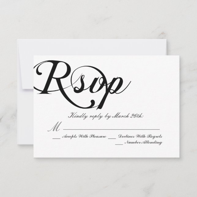 Black and White Classic Wedding RSVP Card (Front)