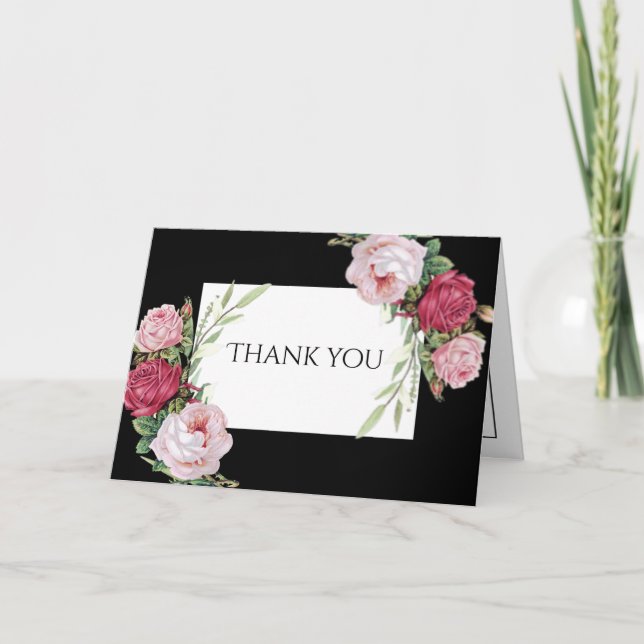 Black and White Classic Wedding Thank You Card (Front)