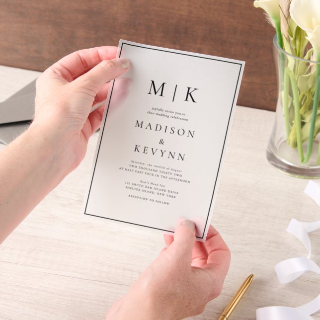 Black and White Classic Wedding  Vellum Invitations (Handheld)