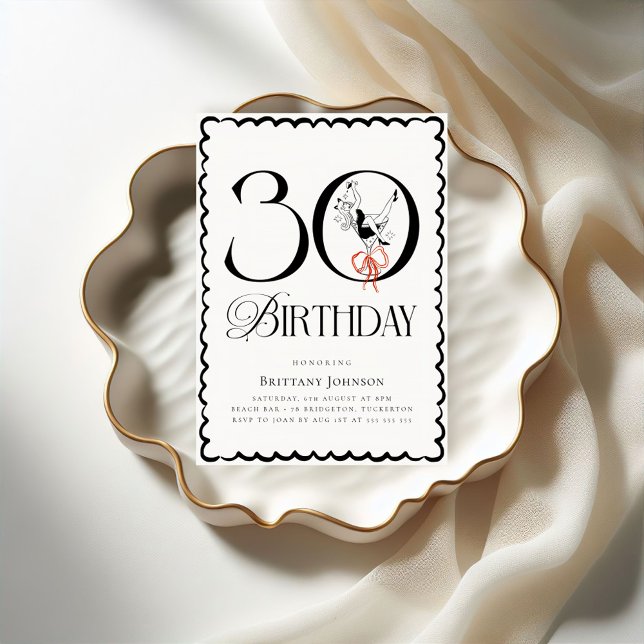 Black and White Classy Martini 30th Birthday Invitation (Creator Uploaded)
