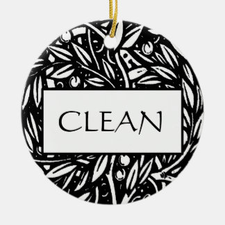 Black and White Clean Dirty Dishwasher Hanger Ceramic Tree Decoration