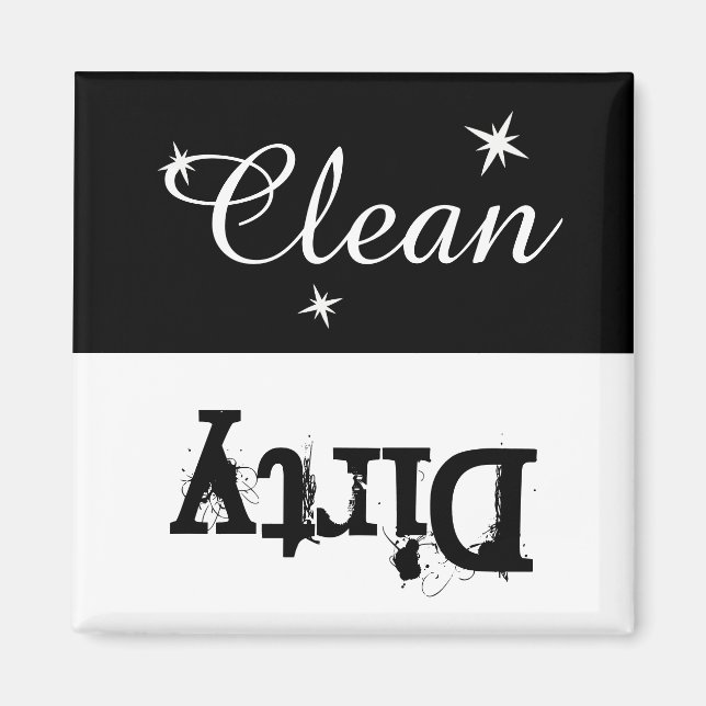 Black and White Clean Dirty Magnet for Dishwasher (Front)