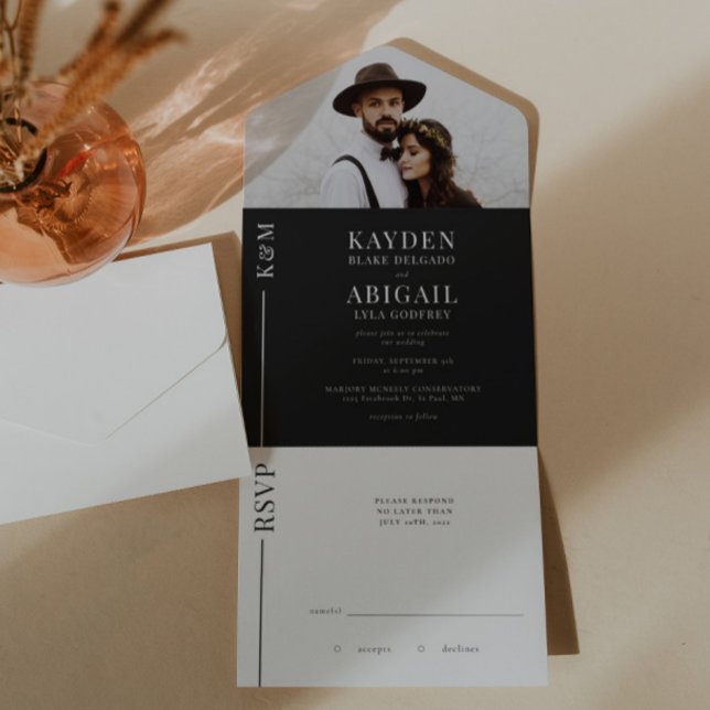 Black and White Clean Line Wedding Invitation (Creator Uploaded)