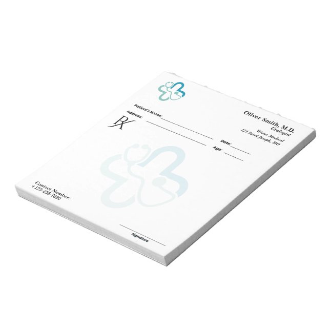 Black and White Clean & Minimal Business RX Notepad (Rotated)