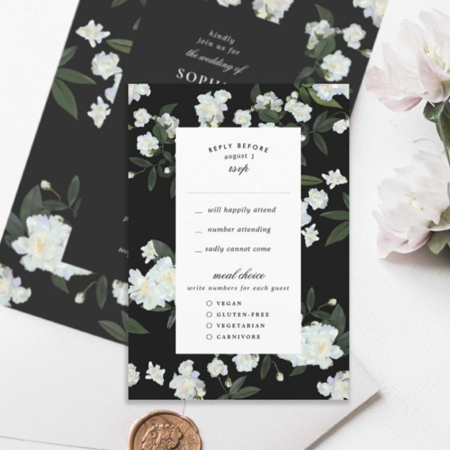 Black and White Climbing Roses RSVP Card (Creator Uploaded)