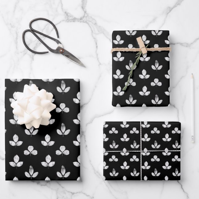 Black And White Clover Wrapping Paper Sheet (Front)