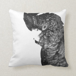 Black and white cockatoo animal portrait cushion