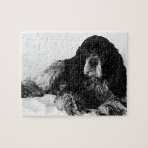 Black and White Cocker Spaniel Photo Jigsaw Puzzle