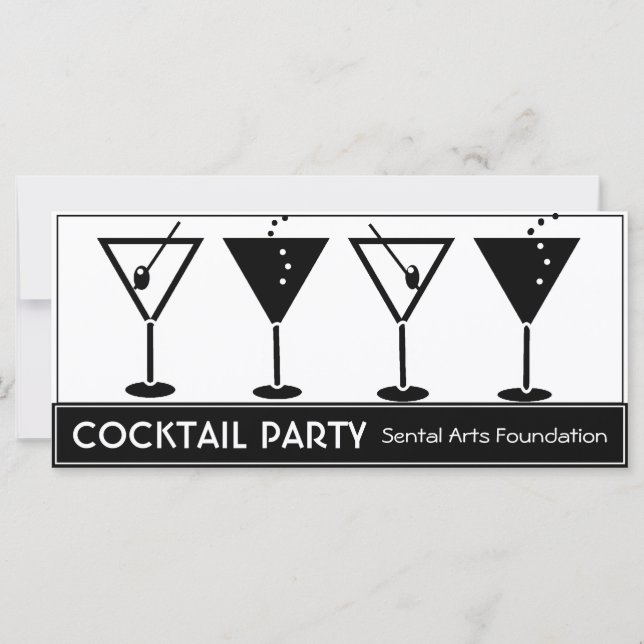 Black and White Cocktail Party Invitation (Front)