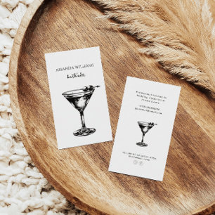 Black and White Cocktail Professional Bartender Business Card