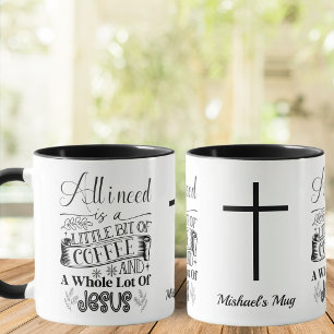 black and white, Coffee & Jesus, Christian Mug