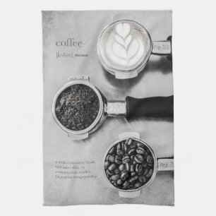 Black And White Coffee Tea Towel