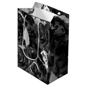 Black And White Collage Catholic Christian Funeral Medium Gift Bag