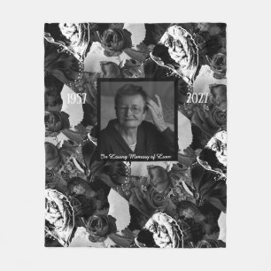 Black And White Collage Catholic Christian Photo Fleece Blanket
