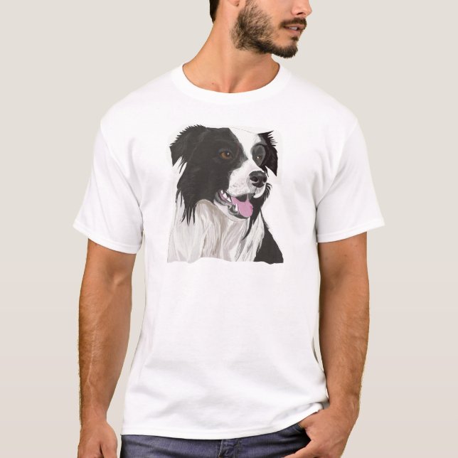 Black and White Collie with Brown eyes T-Shirt (Front)