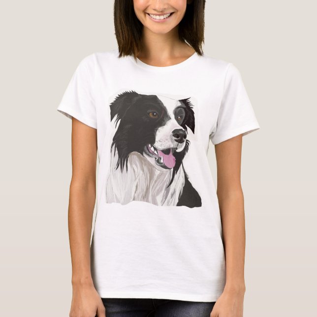 Black and White Collie with Brown eyes T-Shirt (Front)