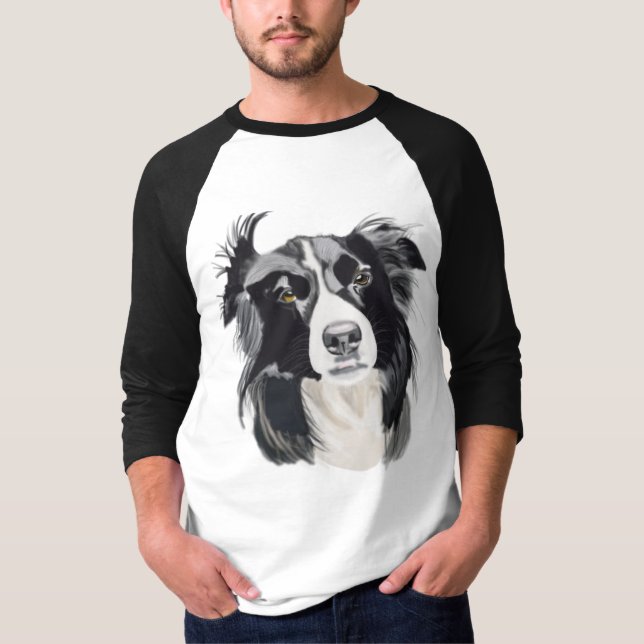 Black and White Collie with Brown eyes T-Shirt (Front)