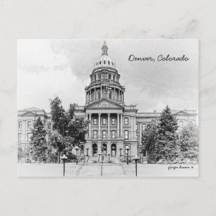 Black and White, Colorado State Capitol Bldg #1 Postcard