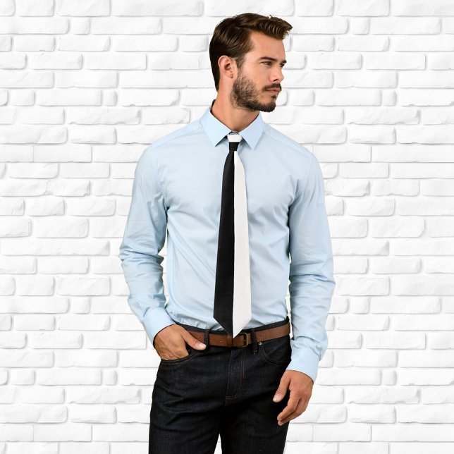 Black and White Colour Block Tie (Black and White Colorblock Neck Tie)