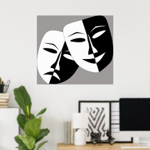 Black and White Comedy and Drama Masks