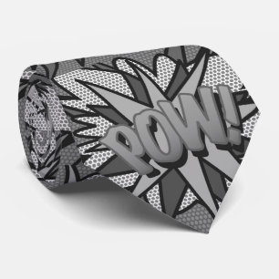 Black and White Comic Book Pop Art POW Superhero Tie