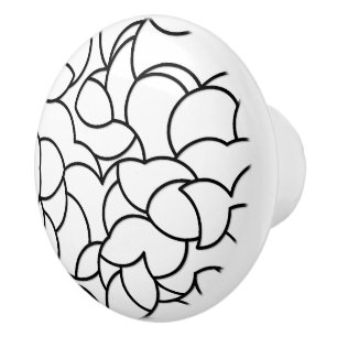 Black and White Comingled Abstract Ceramic Knob