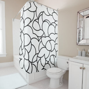 Black and White Comingled Abstract Shower Curtain