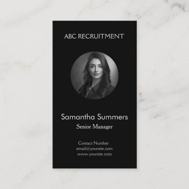 Black and White Company Profile Photo on  Business Card (Front)